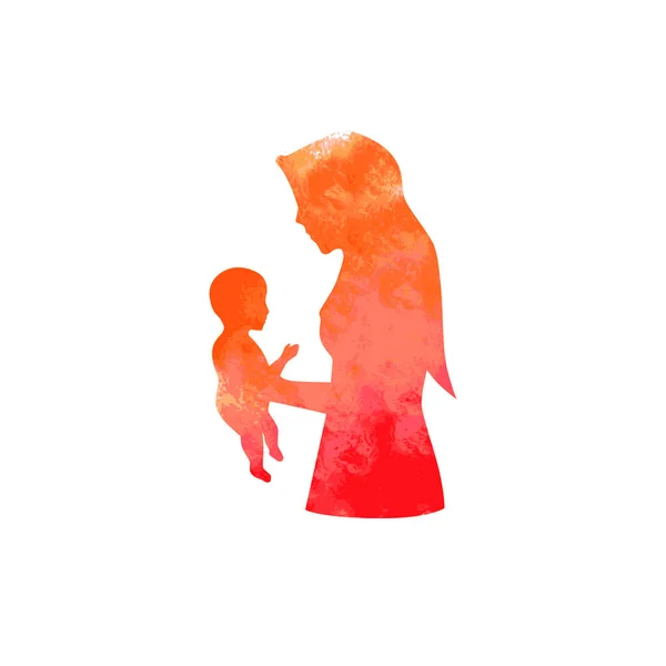 快乐的母亲节水彩画 — 图库矢量图片