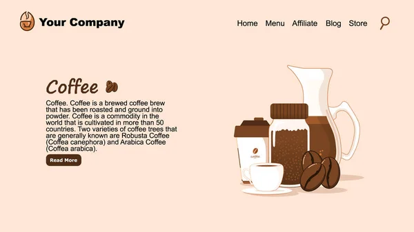 Coffee Shop Landing Page — Stockvektor