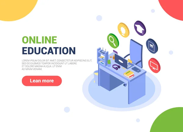 Design Plano Moderno Conceito Isométrico Educação Line Para Site Site — Vetor de Stock