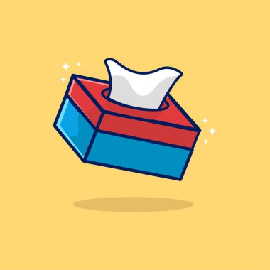 Arka planda peçetelerle dolu bir kutu. Vektör Çizgi Film Simgesi İllüstrasyonu. Sağlık ve Tıbbi Simge Mor Kavramı izole edildi. Web İniş Sayfası, Banner, Flyer, Etiket İçin Düz Çizgi Film Biçimi.