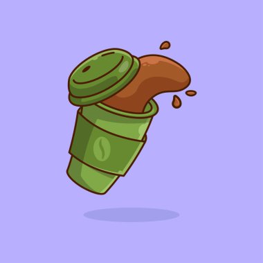 Arka planda izole kahve var. Felçli güzel bir vektör düz çizimi. Web sayfası, afiş, broşür, etiket, kart için uygun. İştah açıcı, güzel, gerçekçi yemekler..