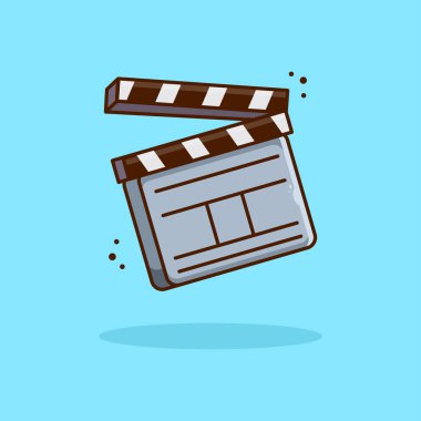 İzole edilmiş bir arkaplanda film çekmek için vektör pay. Film temalarında kullanılabilen çizgi film ikonu. Sinema, filmler, eğlence. Web sayfası, afiş, broşür, etiket, kart için uygun. 