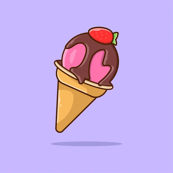 背景上是孤立的冰淇淋 漂亮的矢量平面插图与中风 适用于网页 卡片等 美味佳肴美味佳肴 — 图库矢量图片
