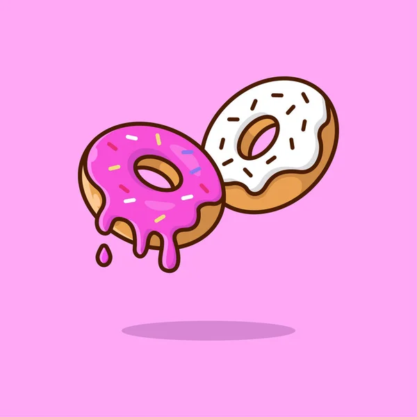 Donuts Aislados Fondo Hermosa Ilustración Plana Vectorial Con Carrera Adecuado — Archivo Imágenes Vectoriales