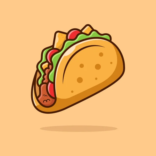 Taco Aislado Fondo Hermosa Ilustración Plana Vectorial Con Carrera Adecuado — Archivo Imágenes Vectoriales