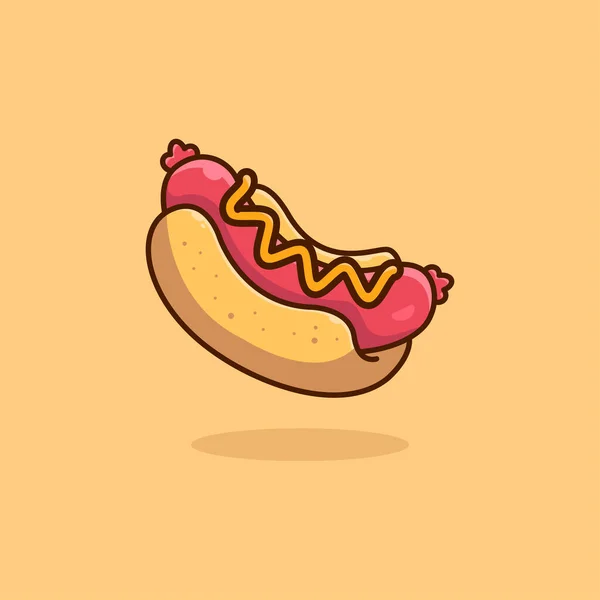 Hot Dog Isolé Arrière Plan Belle Illustration Vectorielle Plate Avec — Image vectorielle