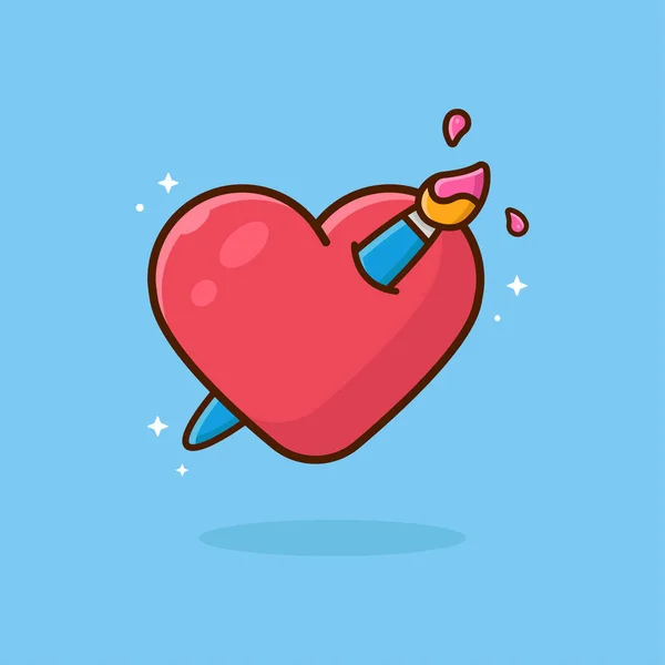 Creative Love Vector Illustration Inglês Pintura Pincel Stab Heart Amor —  Vetores de Stock