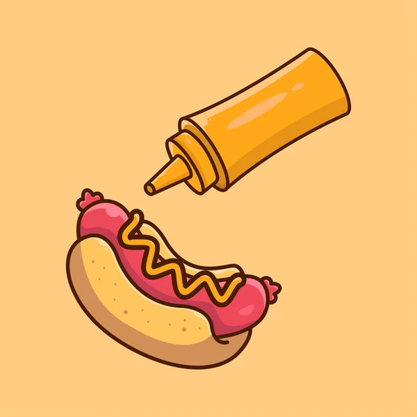 Moutarde Isolée Sorcière Hot Dog Sur Fond Belle Illustration Vectorielle — Image vectorielle