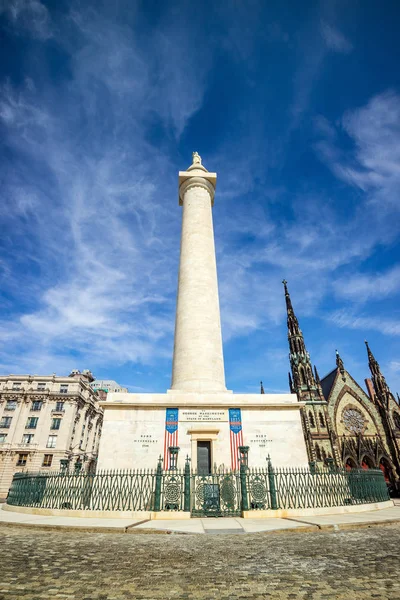 Monumento a Washington e Monte Vernon Place — Fotografia de Stock