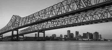 The Crescent City Connection Bridge on the Mississippi river clipart