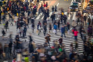 Geçiş sokak Shibuya içinde insanlar Hareket Bulanıklığı