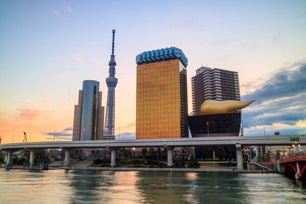 Tokyo skyline on the Sumida River