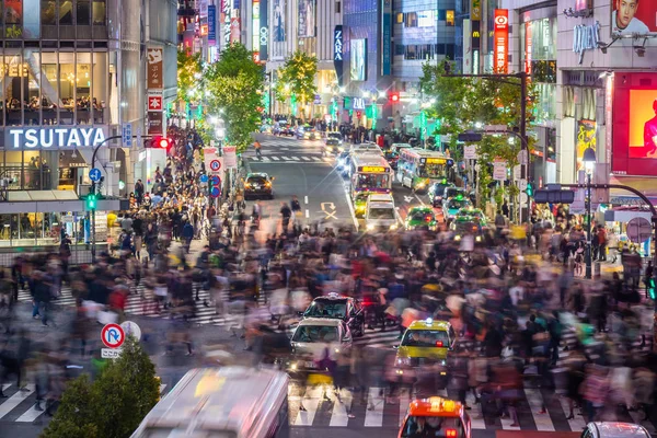 Vista superior del cruce de Shibuya en Shibuya Tokio — Foto de Stock