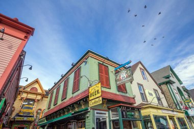 Bar Harbor-Ekim 16: Bar Harbor mimarisi Fransız Körfezi Maine, 16 Ekim 2015 tarihinde ABD yakınındaki şehir merkezinde.