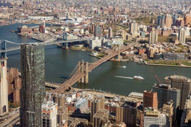 New York'un manhattan skyline havadan görünümü