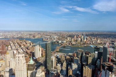 New York'un manhattan skyline havadan görünümü