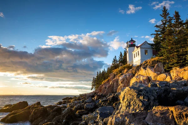 Bass Harbor Fyren Vid Solnedgången Acadia National Park Maine Usa — Stockfoto