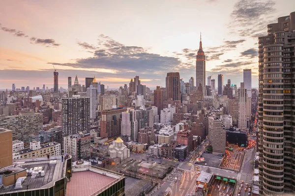 New York City Mitt Stan Skyline Vid Solnedgången — Stockfoto