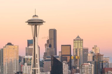 Seattle şehir merkezinin Washington, ABD 'deki ufuk çizgisi