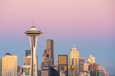 Seattle şehir merkezinin Washington, ABD 'deki ufuk çizgisi