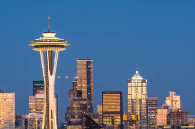 Seattle şehir merkezinin Washington, ABD 'deki ufuk çizgisi