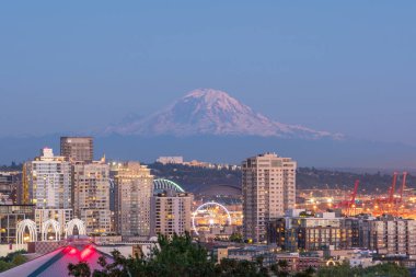 Seattle şehir merkezinin Washington, ABD 'deki ufuk çizgisi