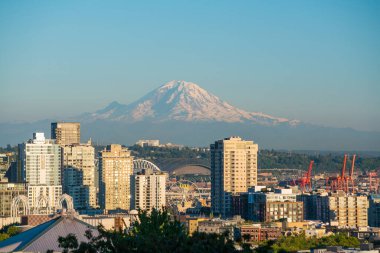 Seattle şehir merkezinin Washington, ABD 'deki ufuk çizgisi