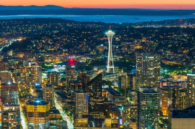 Seattle şehir merkezinin Washington, ABD 'deki ufuk çizgisi