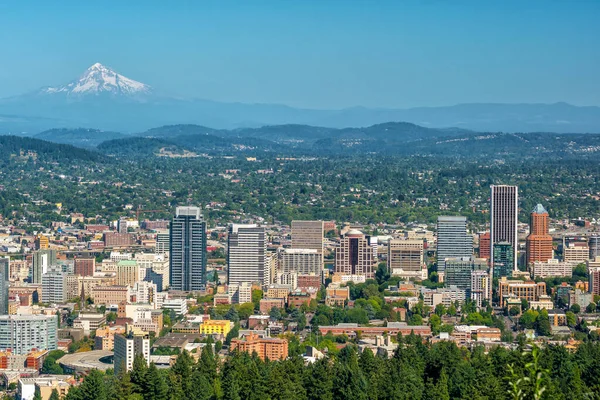 Downtown Portland Oregon Usa Von Pittock Mansion — Stockfoto