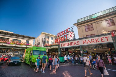 SEATTLE-JULY 29: Pike Place Public Market in Seattle on July 29, 2016. The city has proposed building a new walkway from the historic market to the revitalized waterfront