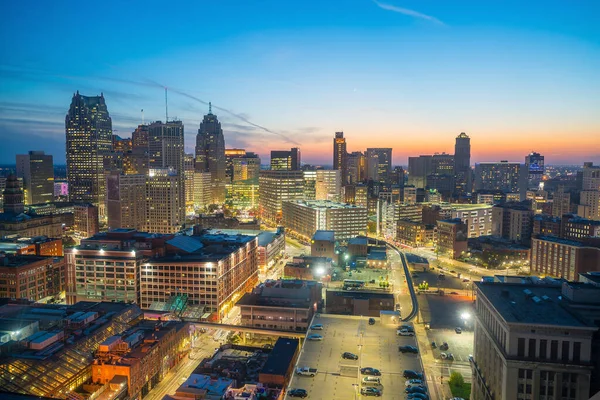 Вид Повітря Центр Детройту Сутінках Мічигані Уса — стокове фото