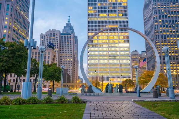 Blick Auf Die Innenstadt Von Detroit Flussufer Michigan Usa — Stockfoto