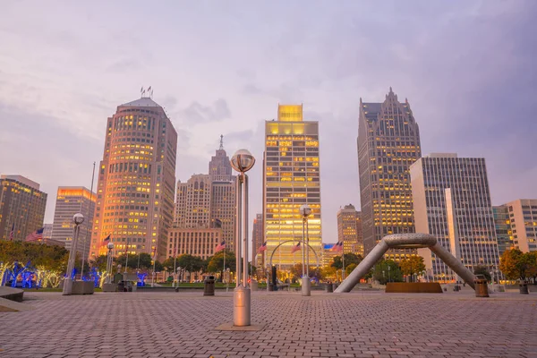 Widok Centrum Detroit Riverfront Michigan Usa — Zdjęcie stockowe