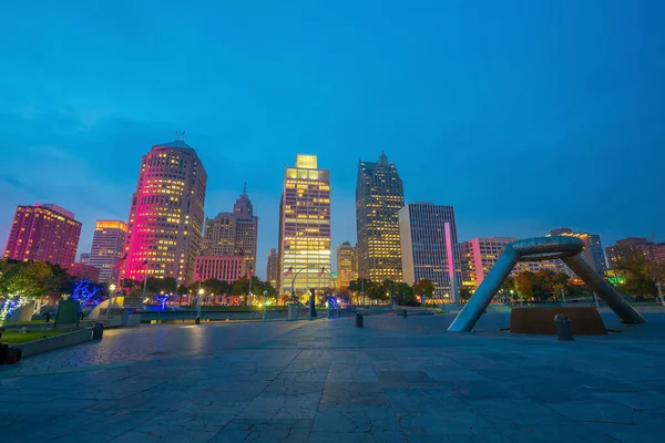 Vista Del Centro Detroit Frente Río Michigan Estados Unidos — Foto de Stock