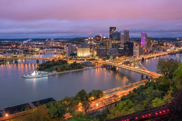 Utsikt Över Centrala Pittsburgh Från Toppen Duquesne Incline Mount Washington — Stockfoto