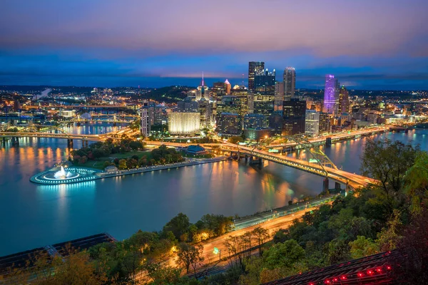 Widok Centrum Pittsburgha Szczytu Duquesne Incline Mount Washington Pittsburghu Pensylwania — Zdjęcie stockowe