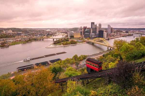 Vista Del Centro Pittsburgh Desde Cima Duquesne Incline Mount Washington — Foto de Stock