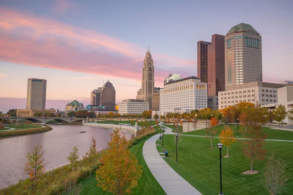 Pohled Centrum Columbus Ohio Skyline Soumraku — Stock fotografie