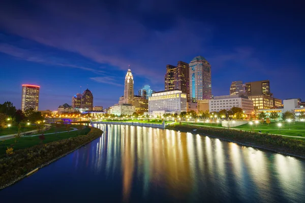Kilátás Columbus Belvárosára Ohio Skyline Twilight — Stock Fotó