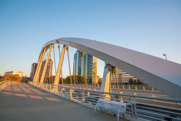 Uitzicht Het Centrum Columbus Ohio Skyline Bij Zonsondergang — Stockfoto