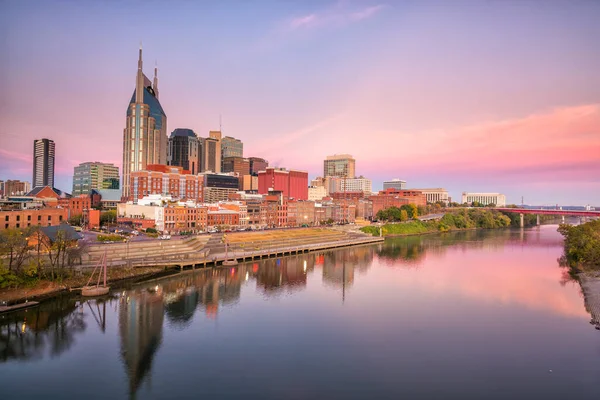 Nashville Tennessee Skyline Centre Ville Avec Cumberland River Aux États — Photo