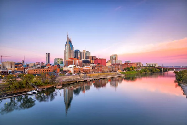 Nashville Tennessee Skyline Céntrico Con Cumberland River Estados Unidos — Foto de Stock