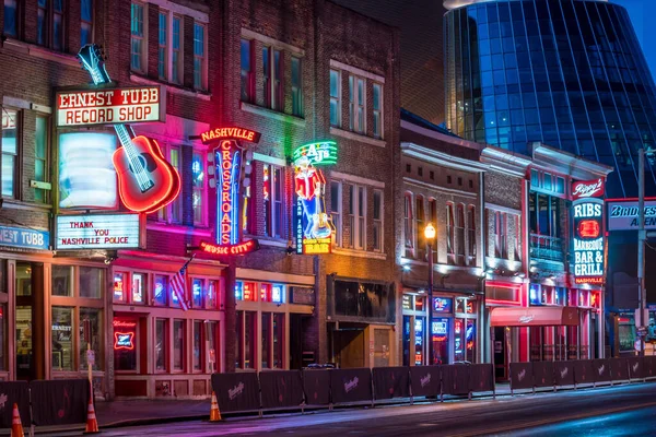 Nashville Nov Neon Signs Lower Broadway Area November 2016 Nashville — 图库照片