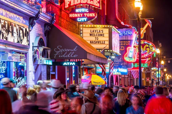 Nashville Nov Neon Signs Lower Broadway Area November 2016 Nashville — ストック写真