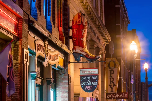 Nashville Nov Neon Signs Lower Broadway Area November 2016 Nashville — стокове фото