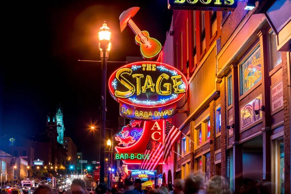 Nashville Nov Neon Signs Lower Broadway Area November 2016 Nashville — Stockfoto