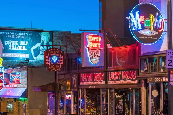 Memphis Eua Nov Neon Signs Famous Blues Clubs Beale Street — Fotografia de Stock