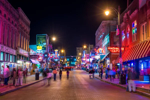 Memphis Usa Listopadu Neonové Znaky Slavných Bluesových Klubů Beale Street — Stock fotografie