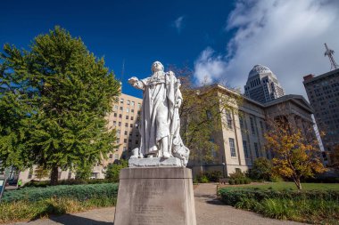 Very old and vintage statue of Louis XVI in downtown Louisville Kentucky USA clipart