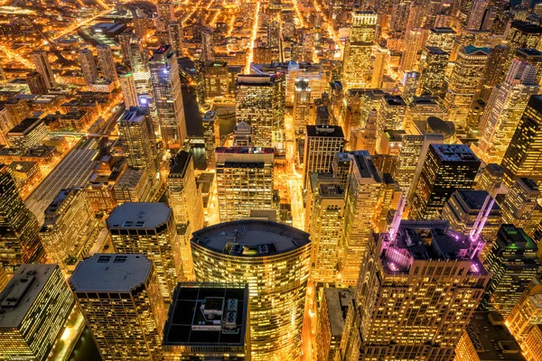 Légi Felvétel Chicago Downtown Napnyugtakor Fenti Magas — Stock Fotó